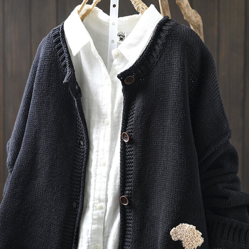 Cardigan da donna in cotone con maniche lunghe e bottoni, motivo patchwork Buddha Stones - image 18