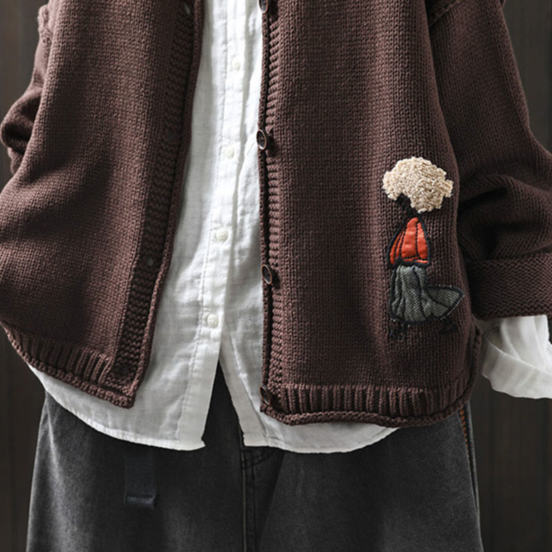 Cardigan da donna in cotone con maniche lunghe e bottoni, motivo patchwork Buddha Stones - image 16