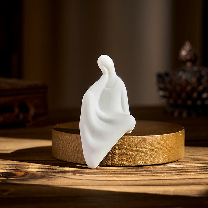 Buddha Stones Buddha senza forma Ceramica Scrivania in legno wengè Decorazione della serenità - image 3