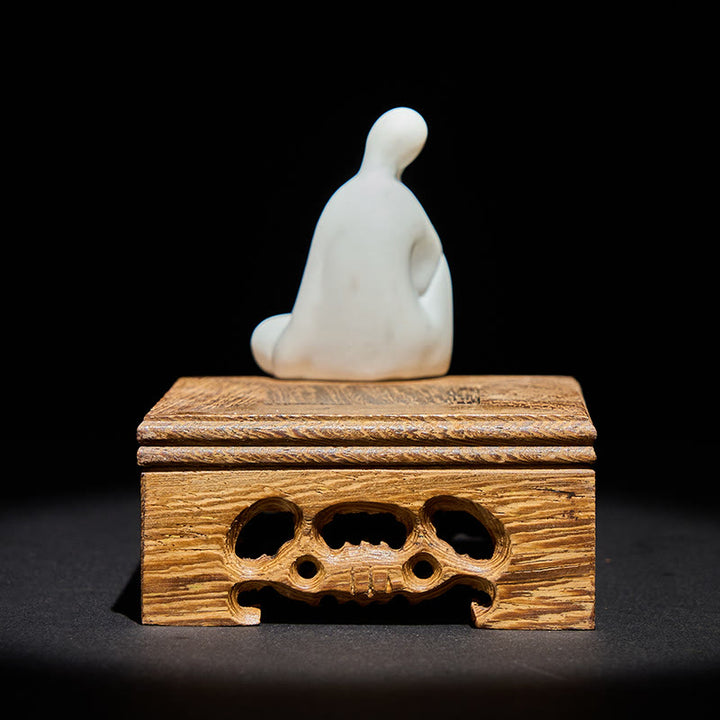 Buddha Stones Buddha senza forma Ceramica Scrivania in legno wengè Decorazione della serenità - image 2