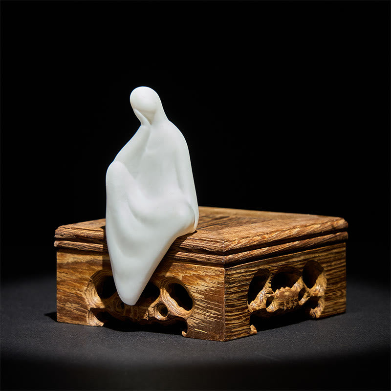 Buddha Stones Buddha senza forma Ceramica Scrivania in legno wengè Decorazione della serenità - image 1