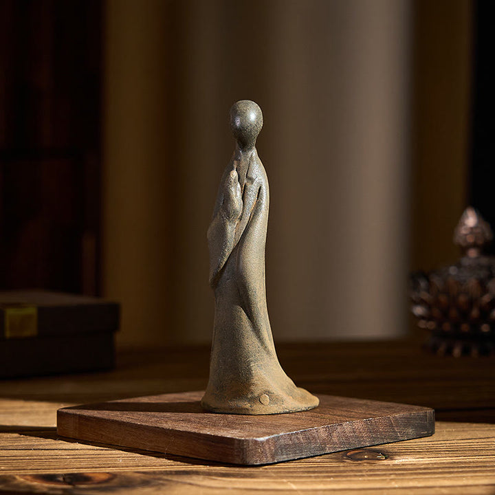 Statua Buddha Stones in piedi senza forma, fatta a mano, in resina fusa, con polvere di ferro e ruggine, decorazione - image 4