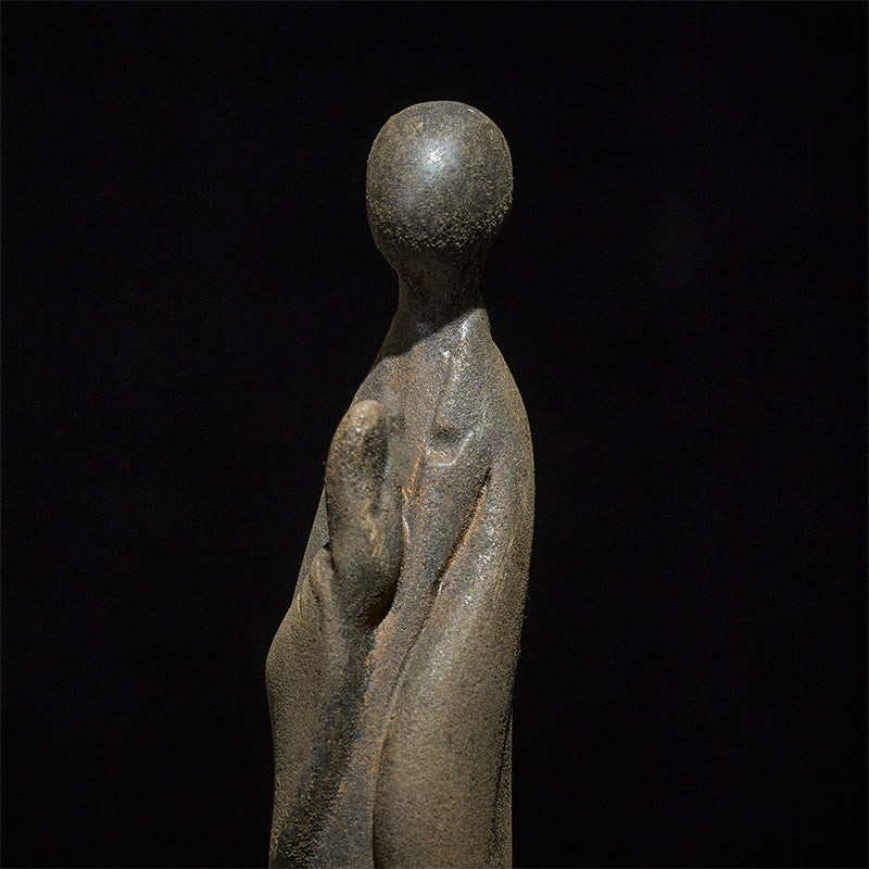 Statua Buddha Stones in piedi senza forma, fatta a mano, in resina fusa, con polvere di ferro e ruggine, decorazione - image 5