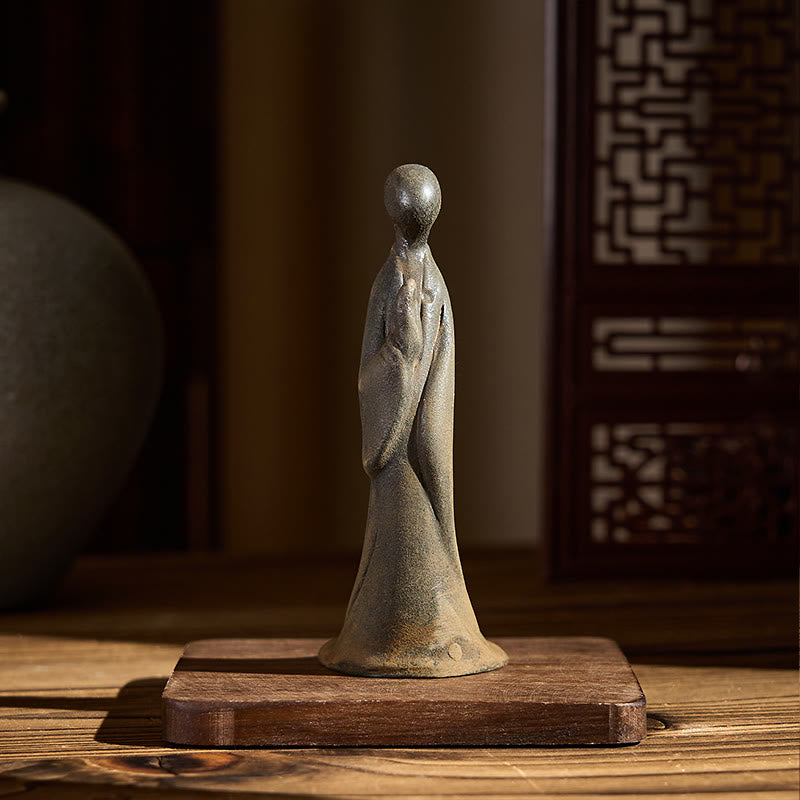 Statua Buddha Stones in piedi senza forma, fatta a mano, in resina fusa, con polvere di ferro e ruggine, decorazione - image 3