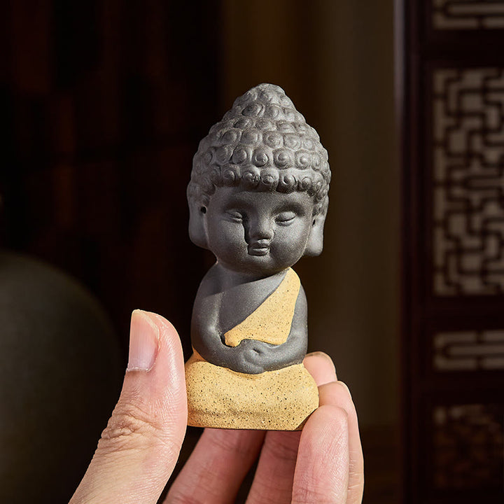 Buddha Stones Tathagata Buddha Simbolo Design Argilla Viola Serenità Decorazione da Scrivania - image 6