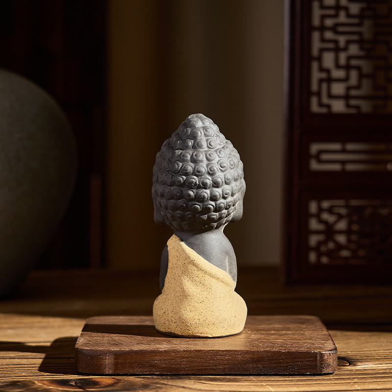 Buddha Stones Tathagata Buddha Simbolo Design Argilla Viola Serenità Decorazione da Scrivania - image 5