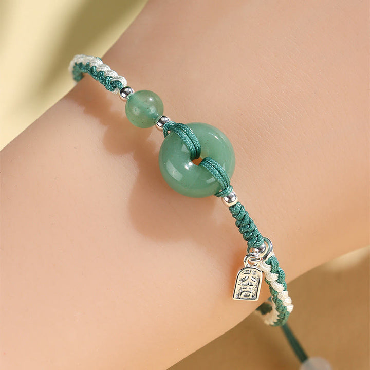 Braccialetto della fortuna con fibbia della pace in agata verde e avventurina Buddha Stones - image 1