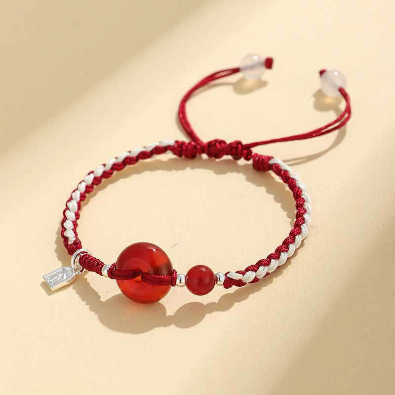 Braccialetto della fortuna con fibbia della pace in agata verde e avventurina Buddha Stones - Agata rossa (circonferenza del polso: 14-18 cm) - image 8