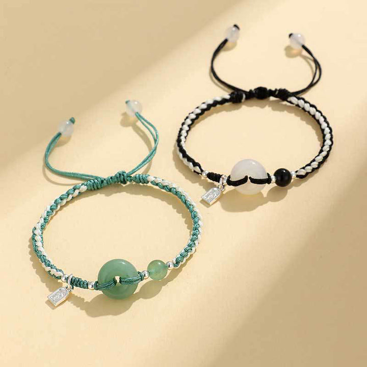 Braccialetto della fortuna con fibbia della pace in agata verde e avventurina Buddha Stones - image 18