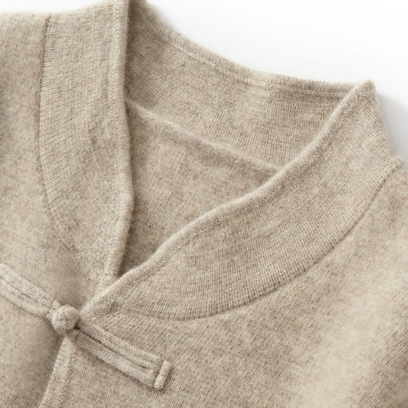 Maglione invernale a maniche lunghe in lana con bottoni cinesi e rana, tinta unita, da uomo , Buddha Stones - image 10