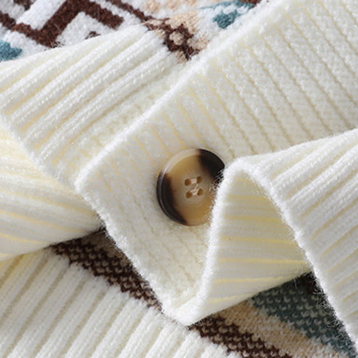 Maglione da uomo lavorato a maglia con maniche lunghe e tasche, in jacquard etnico con Buddha Stones - image 6