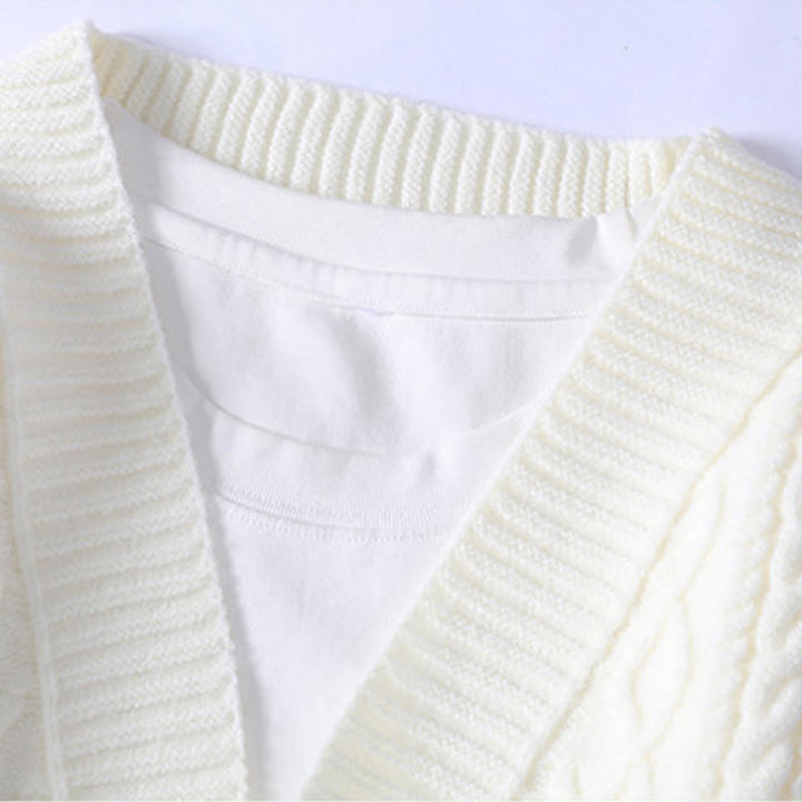 Maglione da uomo lavorato a maglia con maniche lunghe e tasche, in jacquard etnico con Buddha Stones - image 2