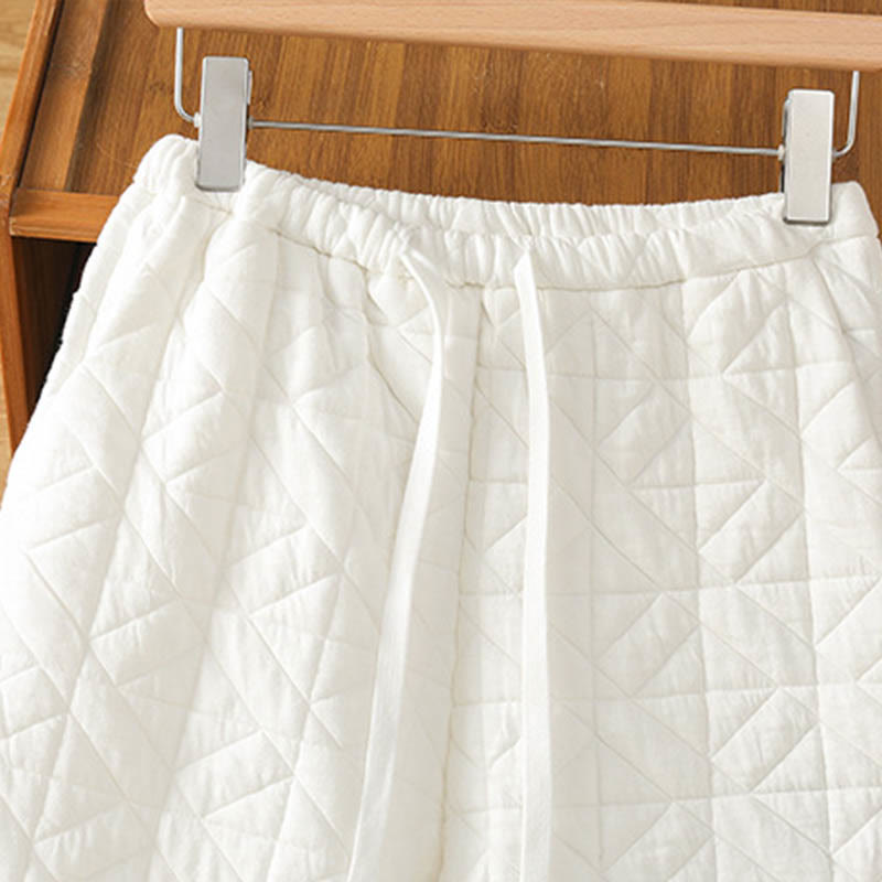 Pantaloni a gamba larga termici con coulisse e tasche, tinta unita, da donna , Buddha Stones - image 2