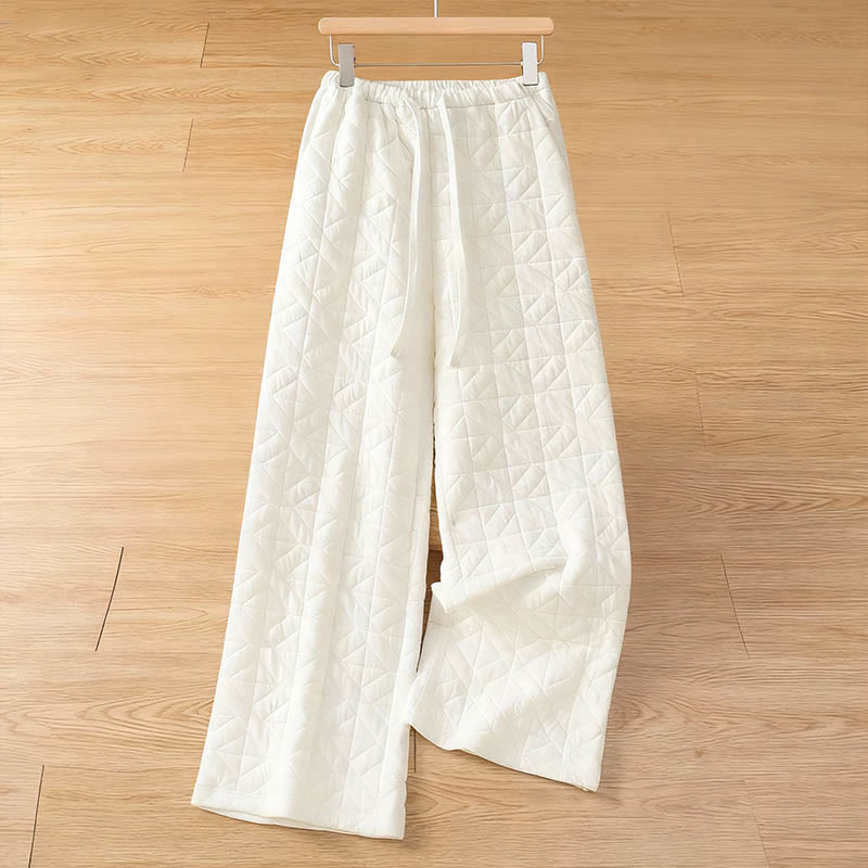 Pantaloni a gamba larga termici con coulisse e tasche, tinta unita, da donna , Buddha Stones - Bianco - US8-10, UK/AU12-14, EU40-42 (2XL) - image 1