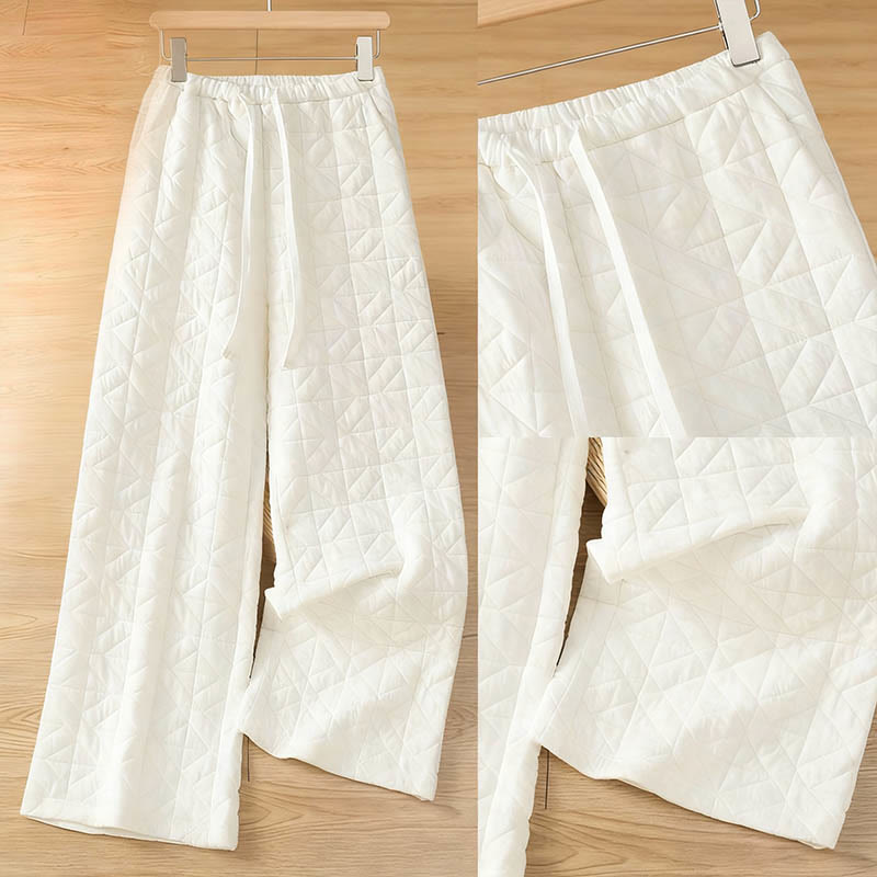 Pantaloni a gamba larga termici con coulisse e tasche, tinta unita, da donna , Buddha Stones - image 7