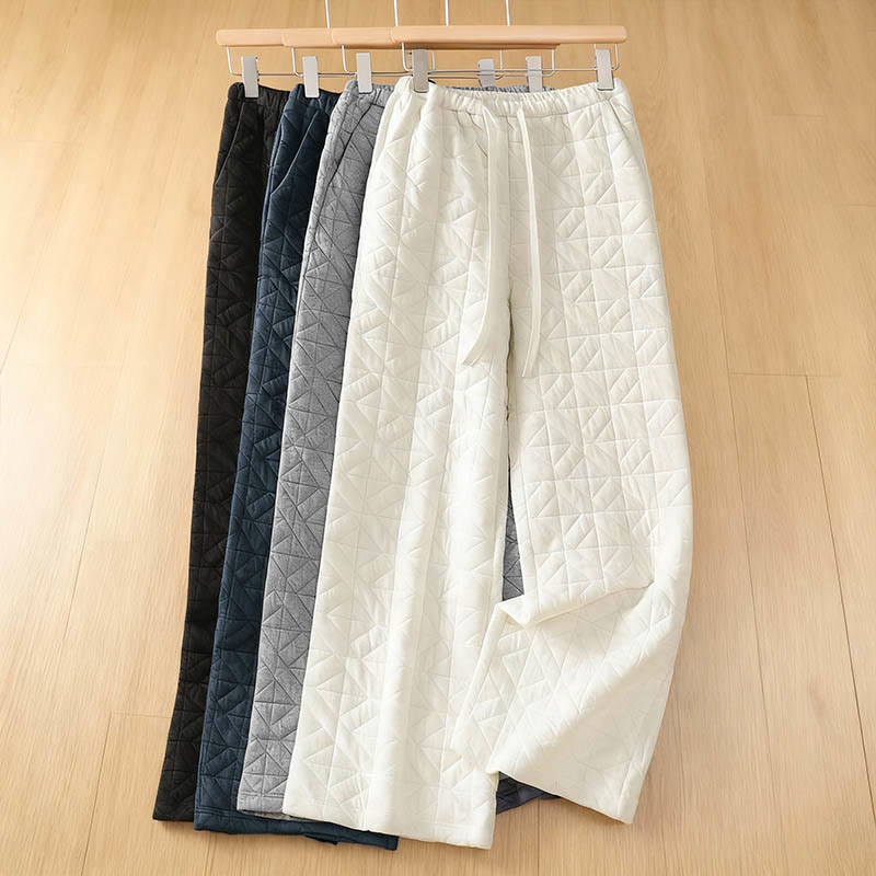 Pantaloni a gamba larga termici con coulisse e tasche, tinta unita, da donna , Buddha Stones - image 0