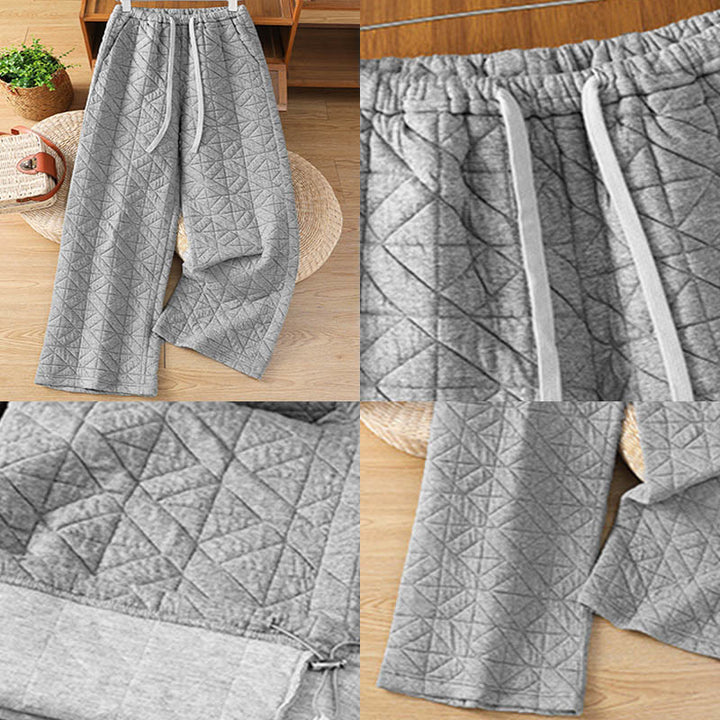 Pantaloni a gamba larga termici con coulisse e tasche, tinta unita, da donna , Buddha Stones - image 13