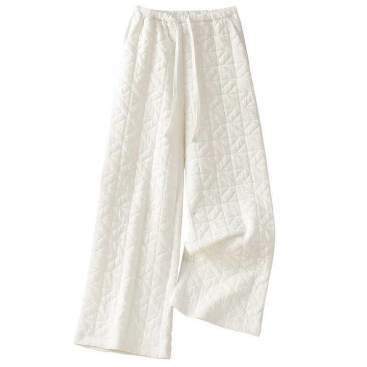 Pantaloni a gamba larga termici con coulisse e tasche, tinta unita, da donna , Buddha Stones - image 8