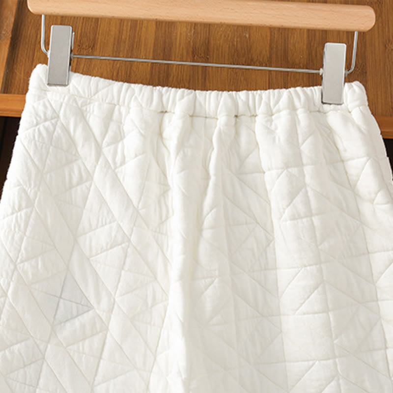 Pantaloni a gamba larga termici con coulisse e tasche, tinta unita, da donna , Buddha Stones - image 3