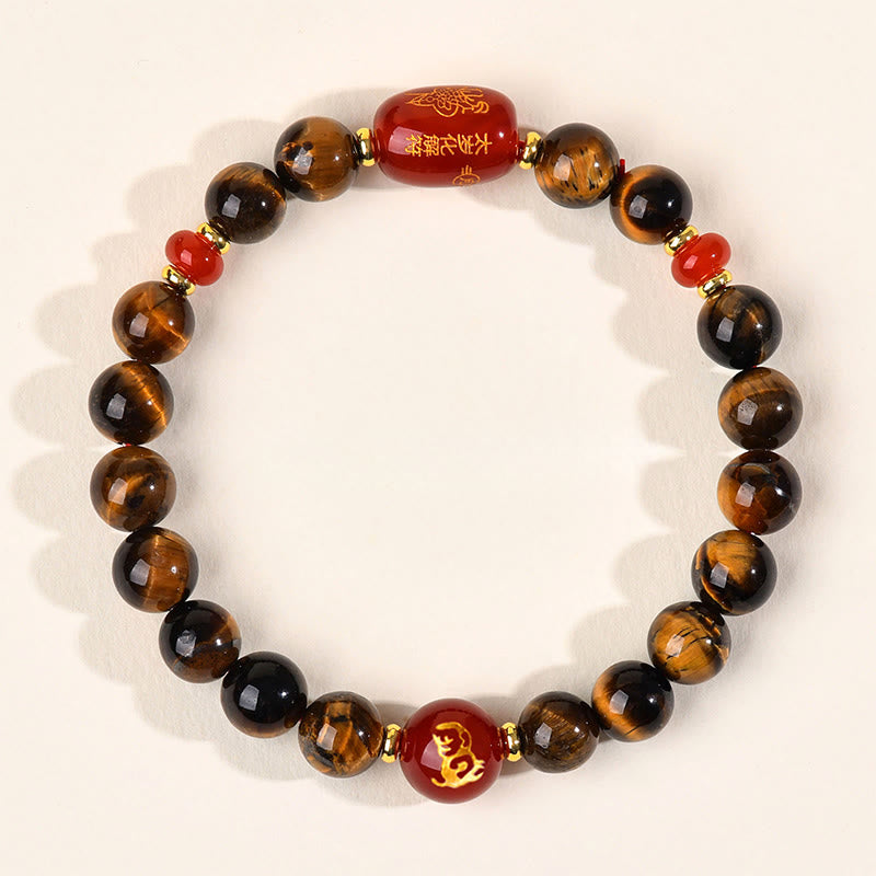 Braccialetto di protezione in agata rossa naturale con occhio di tigre e 12 Buddha Stones - 8 mm (circonferenza del polso 14-16 cm) - Scimmia - image 16