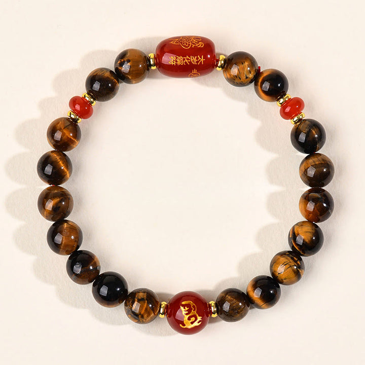 Braccialetto di protezione in agata rossa naturale con occhio di tigre e 12 Buddha Stones - 8 mm (circonferenza del polso 14-16 cm) - Scimmia - image 16