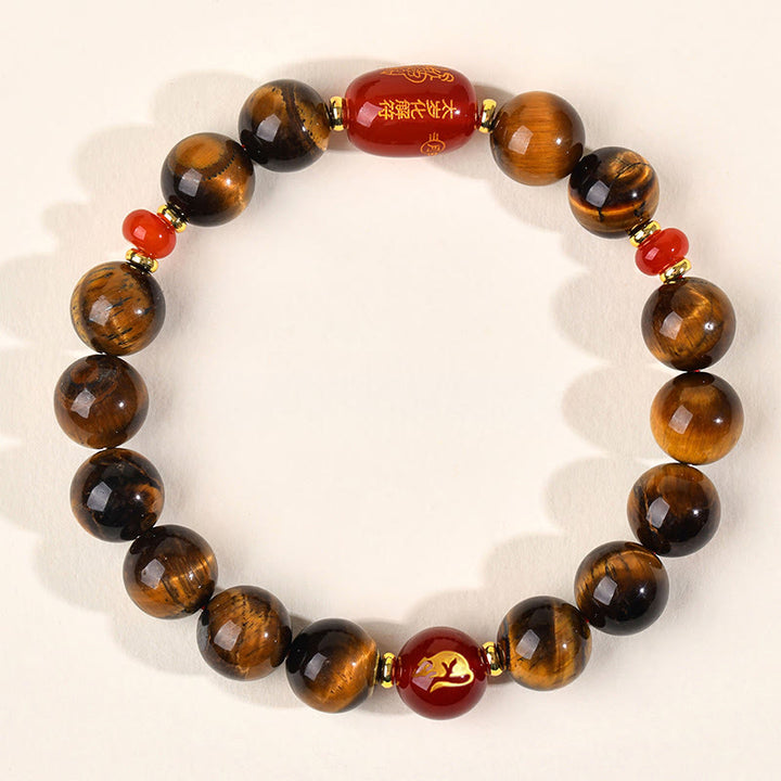 Braccialetto di protezione in agata rossa naturale con occhio di tigre e 12 Buddha Stones - 10 mm (circonferenza del polso 16-17 cm) - Ratto - image 20
