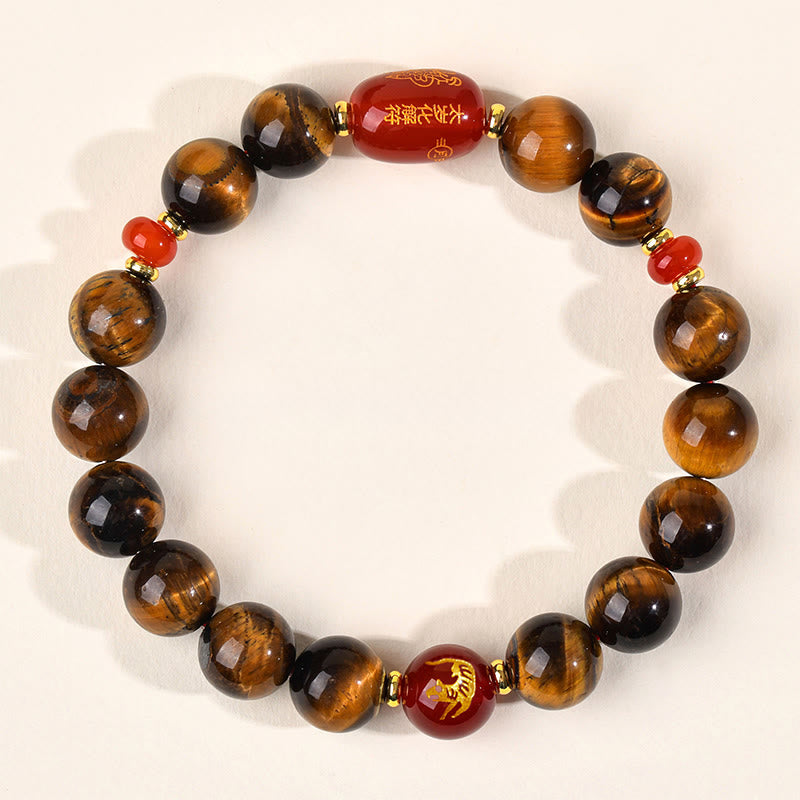 Braccialetto di protezione in agata rossa naturale con occhio di tigre e 12 Buddha Stones - 10 mm (circonferenza del polso 16-17 cm) - Tigre - image 22