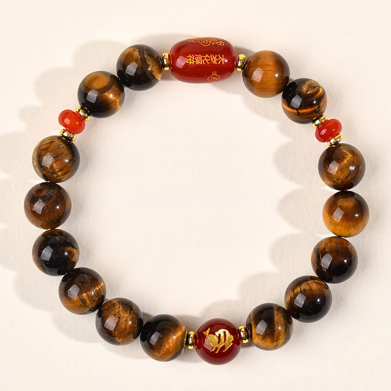 Braccialetto di protezione in agata rossa naturale con occhio di tigre e 12 Buddha Stones - 10 mm (circonferenza del polso 16-17 cm) - Coniglio - image 23