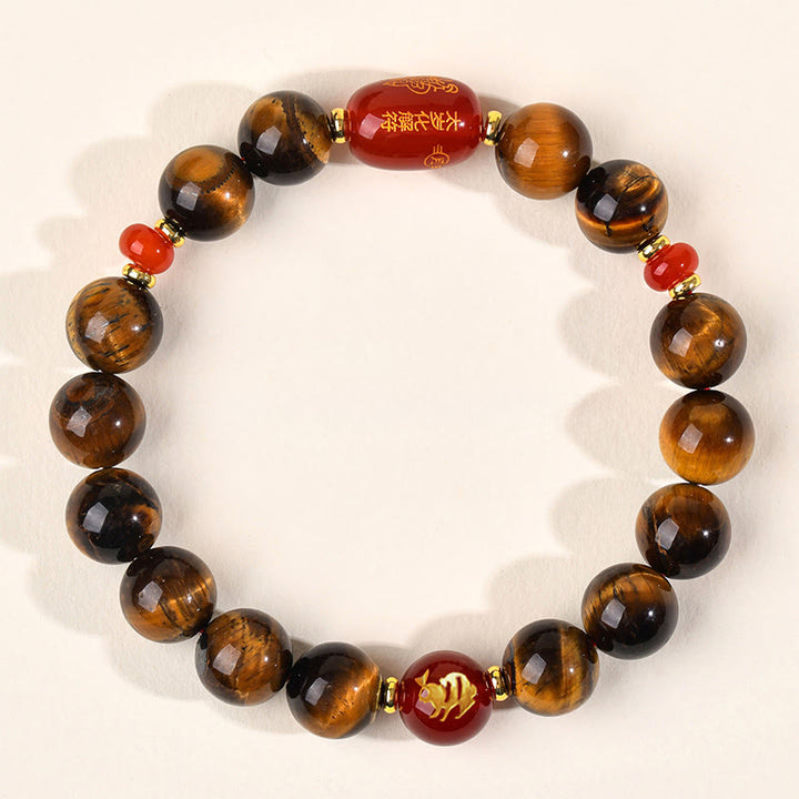 Braccialetto di protezione in agata rossa naturale con occhio di tigre e 12 Buddha Stones - 10 mm (circonferenza del polso 16-17 cm) - Coniglio - image 23