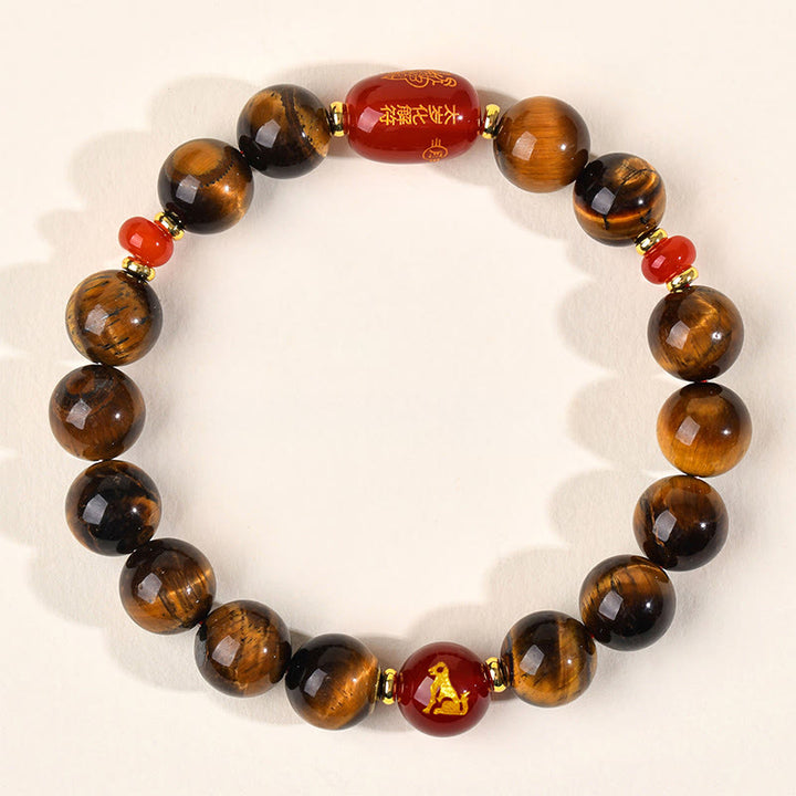 Braccialetto di protezione in agata rossa naturale con occhio di tigre e 12 Buddha Stones - 10 mm (circonferenza del polso 16-17 cm) - Cane - image 31