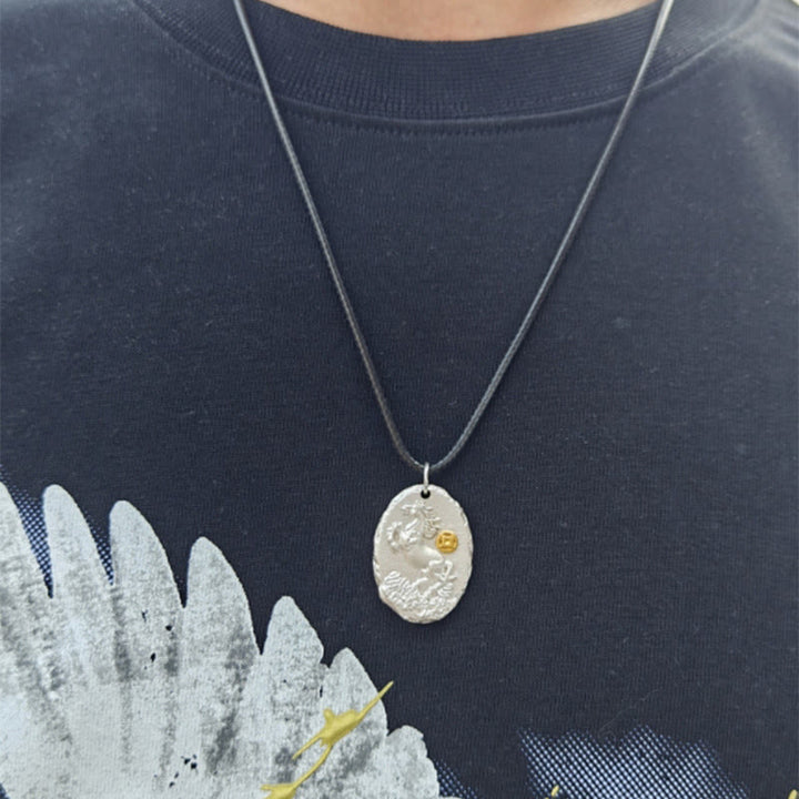 Collana con ciondolo della prosperità in argento sterling 925 con catena in argento sterling 999 Buddha Stones, anno del cavallo - image 4