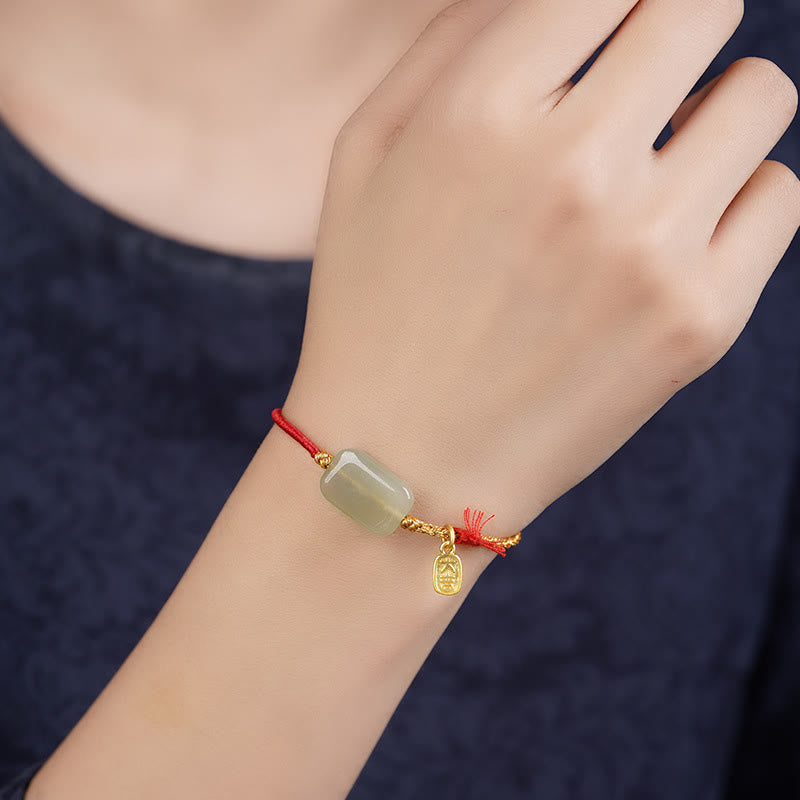 Bracciale della prosperità in giada Hetian in argento sterling 925 Buddha Stones - image 1