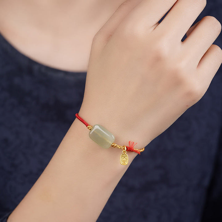 Bracciale della prosperità in giada Hetian in argento sterling 925 Buddha Stones - image 1