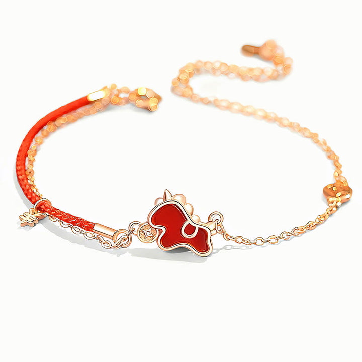 Collana con ciondolo a forma di moneta dell'anno del cavallo in argento sterling 925 Buddha Stones e agata rossa. - image 10