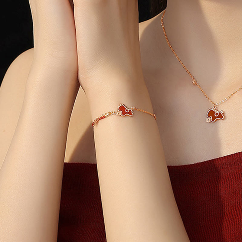 Collana con ciondolo a forma di moneta dell'anno del cavallo in argento sterling 925 Buddha Stones e agata rossa. - image 23