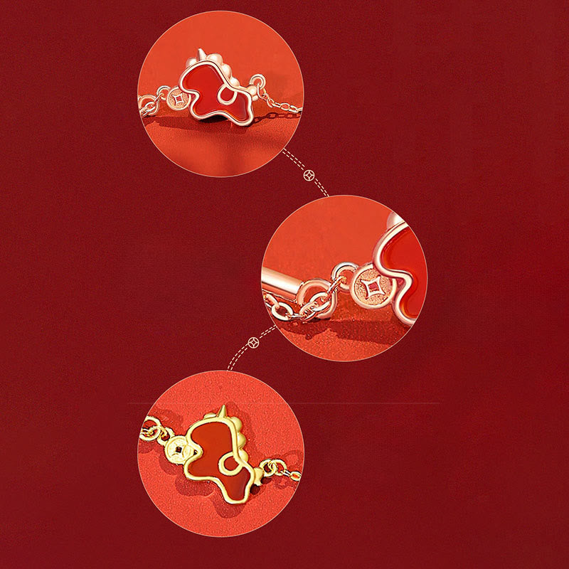 Bracciale portafortuna con ciondolo a moneta in agata rossa con filo rosso in argento sterling 925 "Anno del cavallo" Buddha Stones - image 9