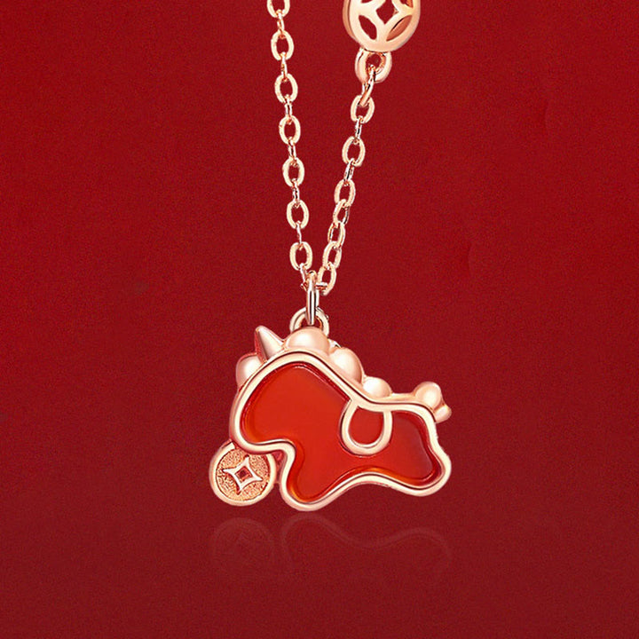 Orecchini asimmetrici con protezione dell'anno del cavallo, in argento sterling 925 con moneta in agata rossa e Buddha Stones - image 16