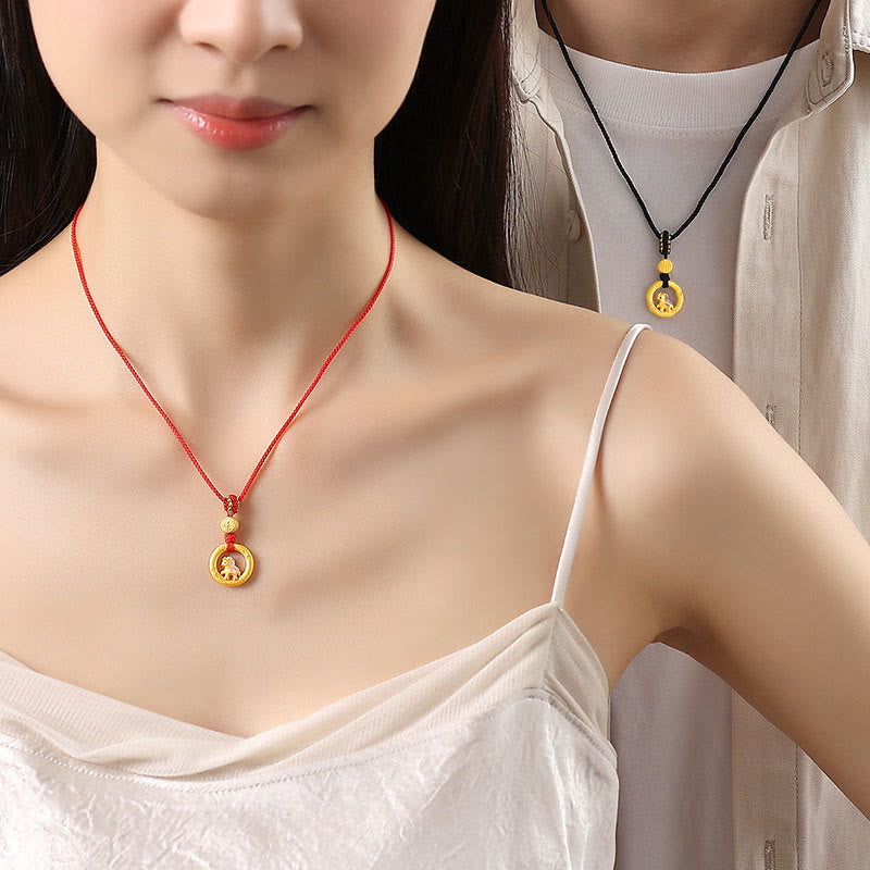 Buddha Stones Collana con ciondolo in argento sterling 925 con fibbia della pace dell'anno del cavallo e carattere Fu, simbolo della fortuna - image 14