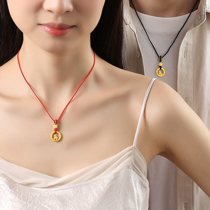 Buddha Stones Collana con ciondolo in argento sterling 925 con fibbia della pace dell'anno del cavallo e carattere Fu, simbolo della fortuna - image 14