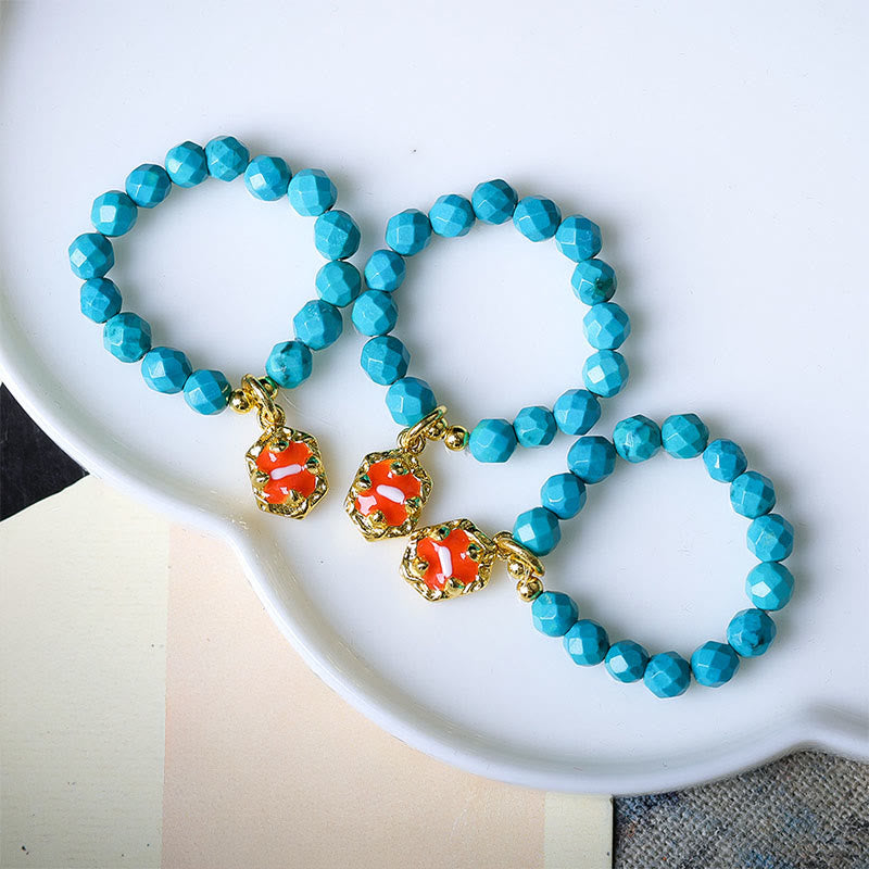 Anello elastico con perline sfaccettate in turchese ultrafine da 4 mm, motivo Buddha Stones - image 4