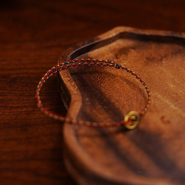 Braccialetto regolabile alla caviglia con cordino intrecciato e ciondolo in rame fatto a mano Buddha Stones - image 5