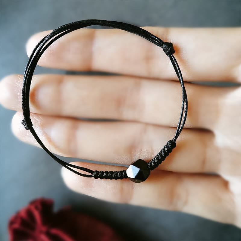 Braccialetto di forza intrecciato in corda di ossidiana nera naturale Buddha Stones - image 6
