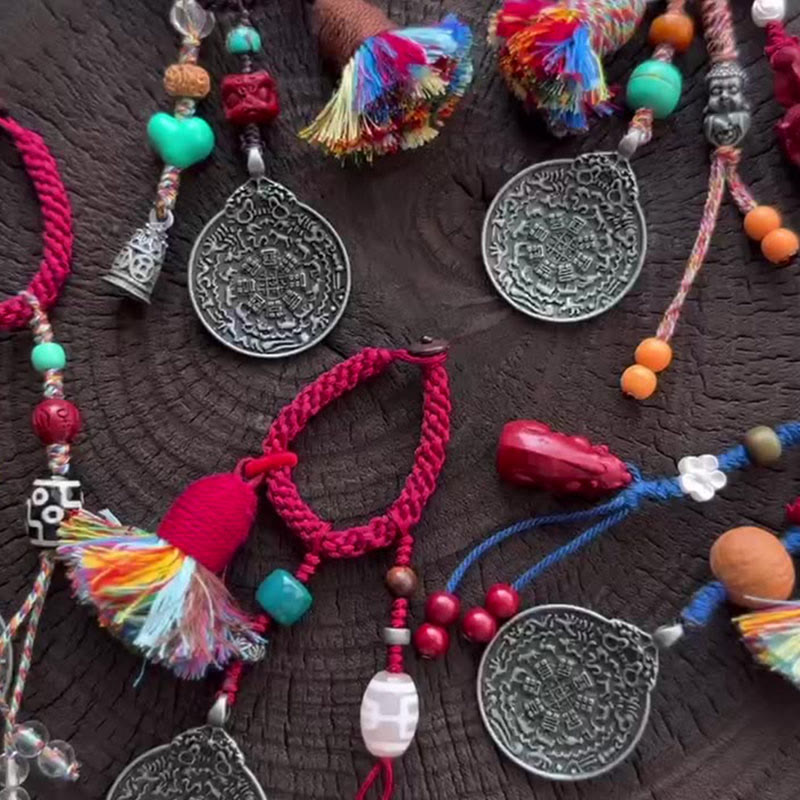 Buddha Stones Zodiaco cinese Nove palazzi Otto diagrammi Buddha Dzi Bead Serenità Portachiavi - image 6