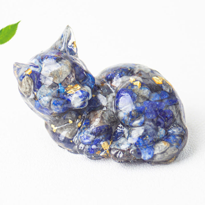 Decorazione positiva per piccoli gatti in resina epossidica con schegge di cristallo Buddha Stones  - image 6