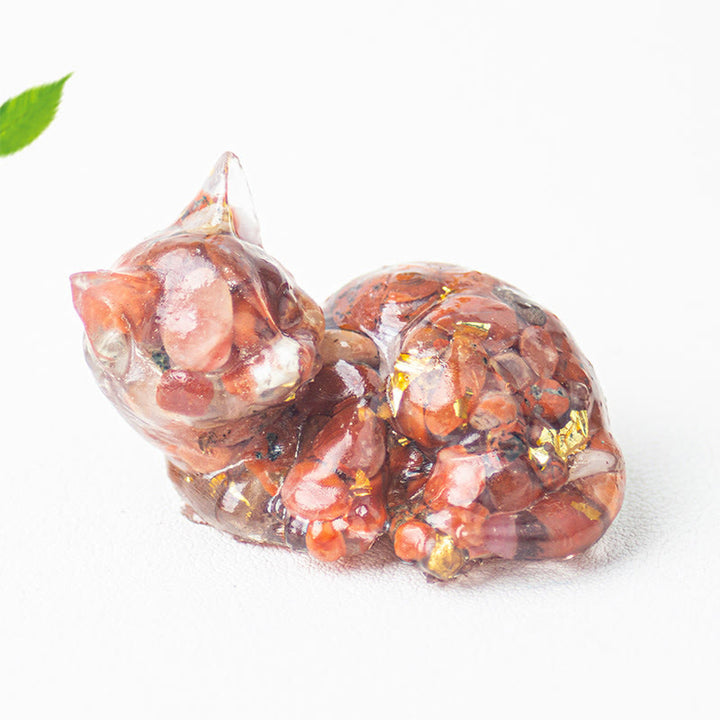 Decorazione positiva per piccoli gatti in resina epossidica con schegge di cristallo Buddha Stones  - image 20