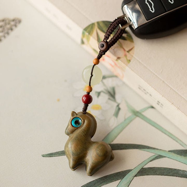 Portachiavi Buddha Stones, anno del cavallo, piccola foglia, sandalo rosso, sandalo verde, legno di ebano, calma - image 9