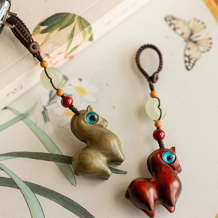 Portachiavi Buddha Stones, anno del cavallo, piccola foglia, sandalo rosso, sandalo verde, legno di ebano, calma - image 10