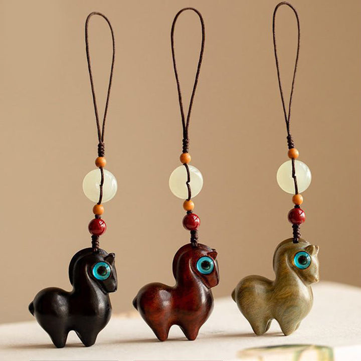 Portachiavi Buddha Stones, anno del cavallo, piccola foglia, sandalo rosso, sandalo verde, legno di ebano, calma - image 12