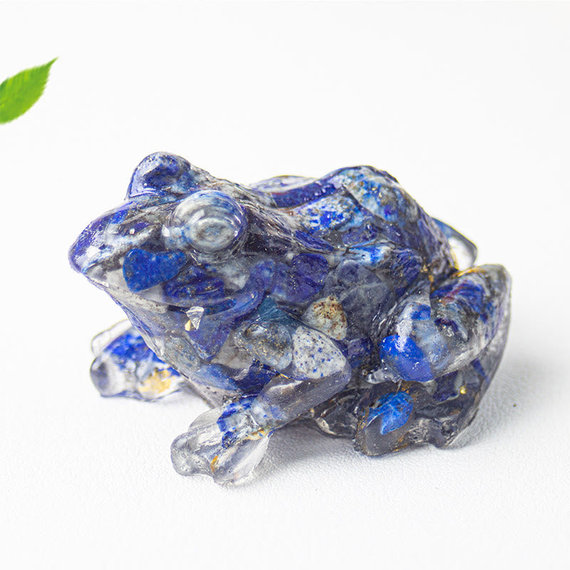 Statua decorativa della passione della rana di piccole dimensioni in resina gocciolante Buddha Stones - Lazurite (65*55*38mm) - image 8