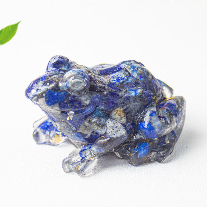 Statua decorativa della passione della rana di piccole dimensioni in resina gocciolante Buddha Stones - Lazurite (65*55*38mm) - image 8